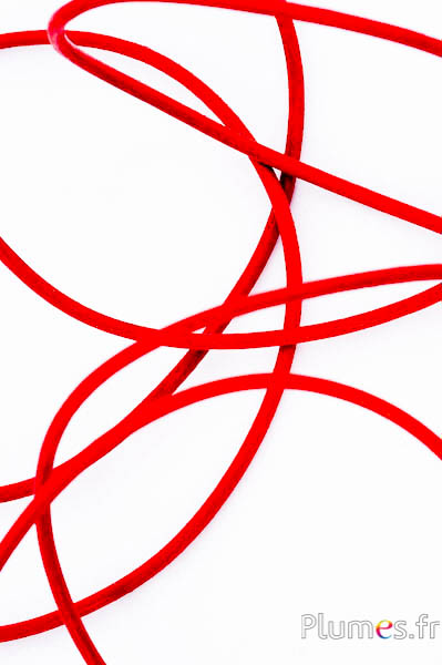 Lacet en cuir - épaisseur 3 mm - rouge